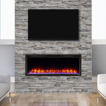 60″ Allusion Platinum recessed linear electric fireplace